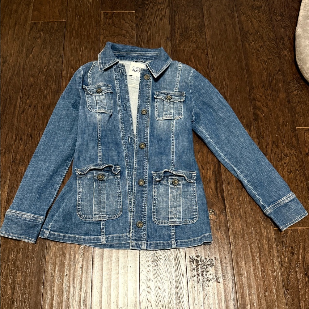 Code Bleu Blue Jean Jacket with Pocket Details